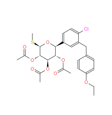 CAS：1018899-03-0，(2S,3S,4R,5S,6R)-2-(4-氯-3-(4-乙氧基苯基）苯基)-6-甲硫基四氫-2H-吡喃-3,4,5-三乙酸酯